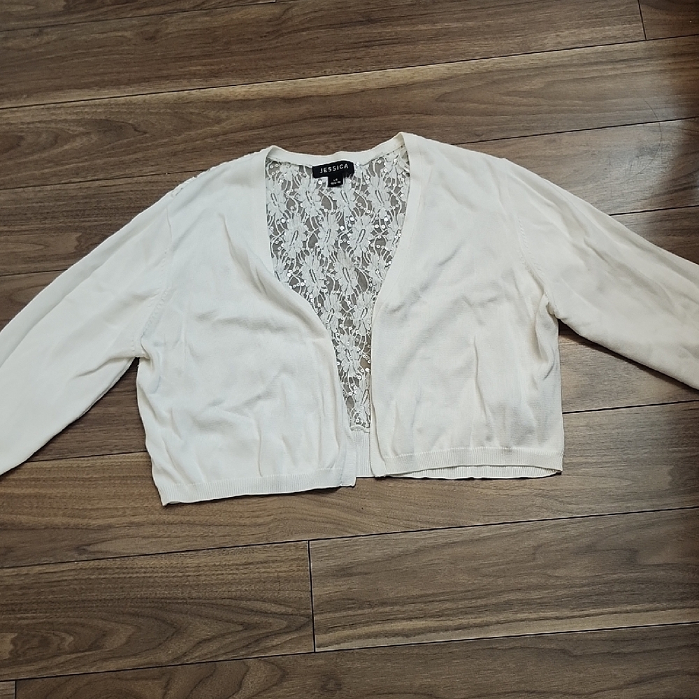 🔥JESS8CA Girl's White Cardigan, Back Laced With Sequins